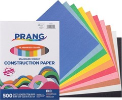 Construction Paper Pack, 500 Sheets in 10 Vivid Assorted Colors, 9×12 Inches