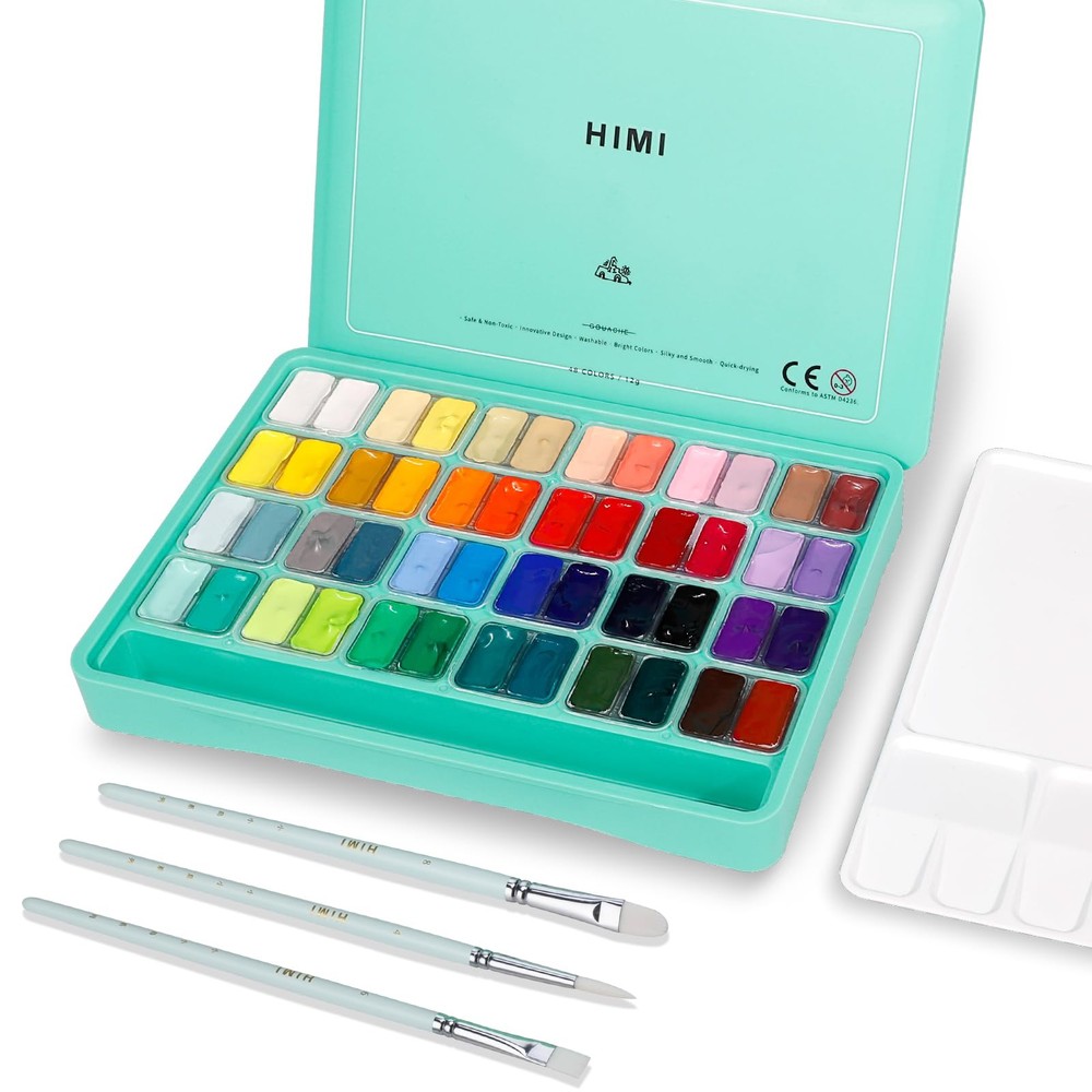 HIMI Gouache Paint Set, 48 Colors x 0.4oz, 19.2 Fl Oz (Pack of 1), 48 colors