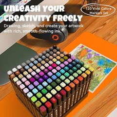 120 Colors Alcohol Markers Brush Tip Dual Tip Art Markers for Kids Marker Pen…