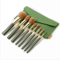 Glowup Timber Glow Wood Handle Soft Face & Eye Brushes Makeup Brush Set