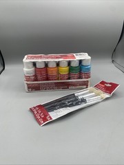Craft Smart Acrylic Paint Value Set 12 pc Basic Primary Colors W/Brush Set