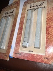 Conte A Paris Sketching Crayons Artist Quality SCHOOL SET of 3 white black brown
