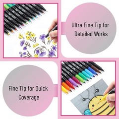 Dual Tip Permanent Markers, 12/24 Pack, 12 Colors, Fine & Ultra Fine Tips