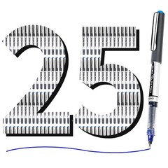 EYEYE Blue Rollerball Pens 0.7mm, 25 Pack Liquid Ink 25 Pack, 0.7mm