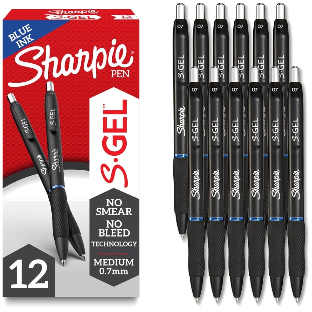 Smooth Writing Gel Pens, Blue Ink, 12 Count – Medium 0.7mm