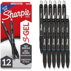 Smooth Writing Gel Pens, Blue Ink, 12 Count – Medium 0.7mm