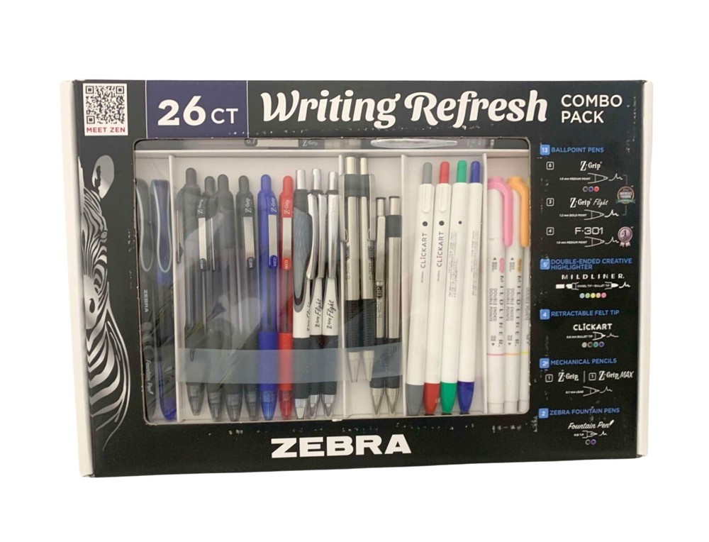 Zebra Writing Refresh Combo 26ct Pens Mildliners Highlighter Mechanical Pencils