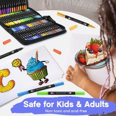 Coloring Markers Dual Brush Tip – 72 Colors Watercolor Fine Point Art Marker …