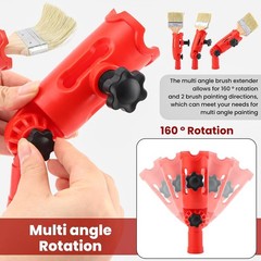 Multi-Angle Paint Brush Extender with Brush, 1.54 inches, Red+wood
