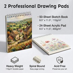 TMOL 85 Piece Deluxe Wooden Art Supplies, Art Kit with Easel, Sketching Penci…
