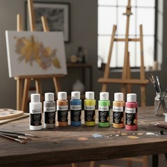 High-Quality Metallic Acrylics – 12 Glossy Colors (59ml Bottles) for Artists