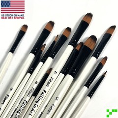 12p Nylon Filbert Paint Brushes Watercolor Oil Painting Acrylic Nail Craft Hobby