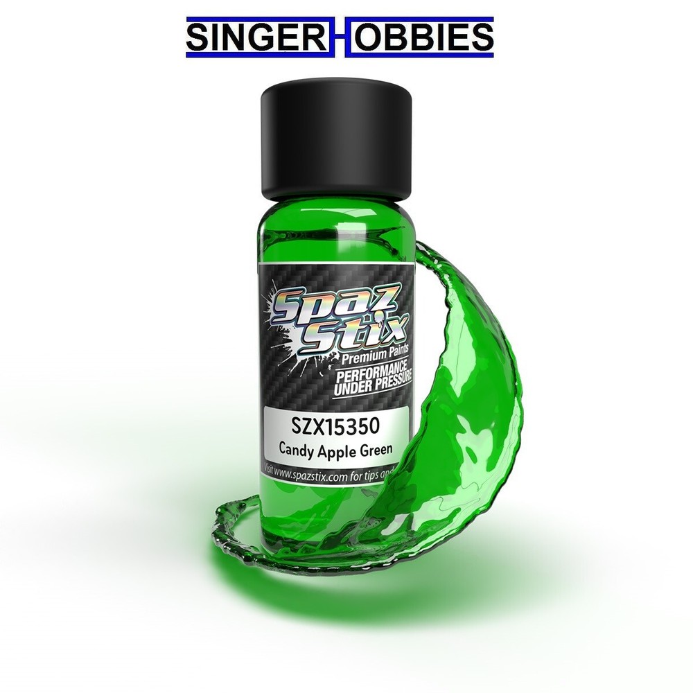 SPAZ STIX SZX15350 Candy Apple Green Airbrush Ready Paint, 2oz Bottle