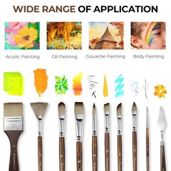 25pcs Professional Paint Brush Set – 9 Shapes for Acrylic, Oil, Watercolor + Pal