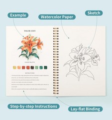 Workbook, Water Coloring Book, 12 Different Patterns of Original DIY Designs,…