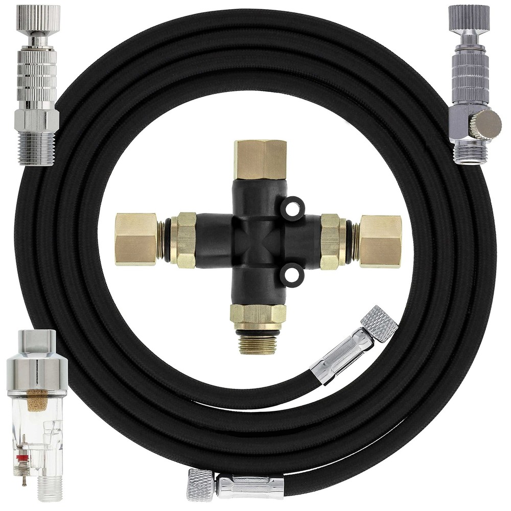 Essential Accessories Kit 6ft Braided Airbrush Hose Mini Filter 3-Way Splitter