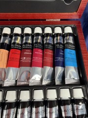 Curate Colour Acrylic Paint Set 26 Tubes 12ml Brushes Pencils Palette Wooden Box