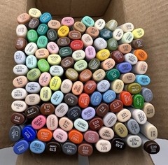 Lot of 118 Copic Sketch Markers Alcohol Ink Dual Tip Mixed Colors Tested