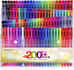 200 Pack Gel Pens Set 100 Colors 100 Refills Case for Drawing Art DIY