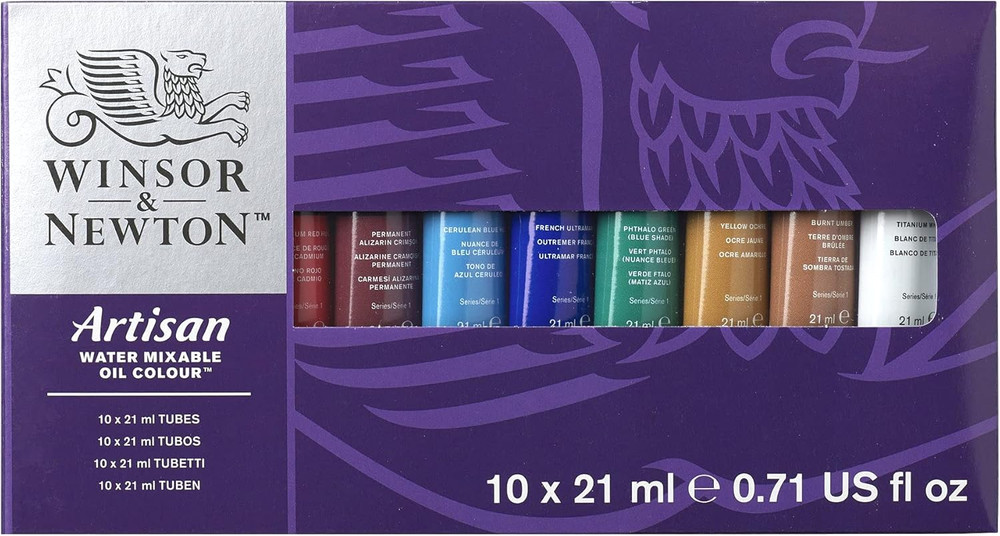 Artisan Water Mixable Oil Color Paint Set, 0.71-Oz (21Ml) Tubes, Set of 10