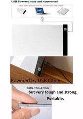Ultra-Thin Portable A4 LED Light Box Tracer w/USB Cable Dimmable white