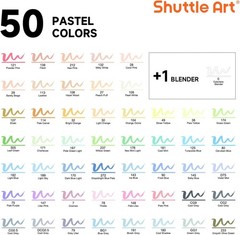 Pastel Alcohol Markers Brush tip, Dual Tip Brush & Fine Tip Art Marker Set, 5…
