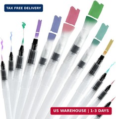 Junreox 12Pcs Watercolor Brush Pens, Premium Leakproof Water Brush Pen with 6 As