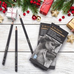 Qionew Professional Charcoal Pencils Drawing Set – 10 Pieces Super Soft, Soft…