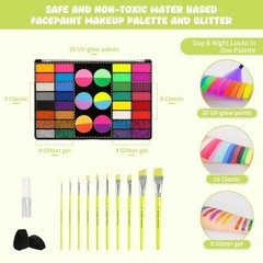 Pintada 44 Color Face 7.8in*5in*0.5in, 44 Colors With artist Brush Set