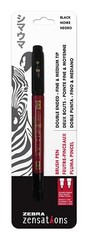 Zebra Pen Zensations Brush Pen Double Ended Medium Fine Tip Black Ink, 2 Pack
