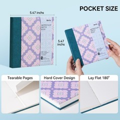 Arrtx Watercolor Journal, 140 LB, 300 GSM, 100% Cotton Paper Hot Press 24 Sheets