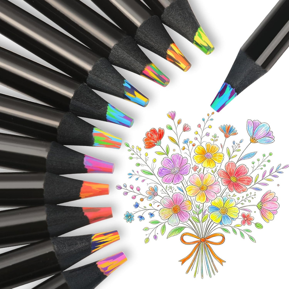 Art Supplies for Kids Teens Adults, 12 Rainbow Pencils Drawing Supplies, Jumbo M