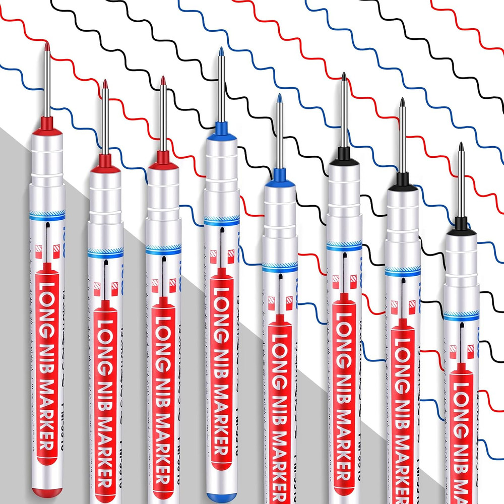 8 Pcs Long Nib Marker Long Head Deep Hole Marker Pen for Crafters 20Mm Drill Hol