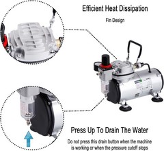 Durable AS18-2 Airbrush Compressor – 50 Db Quiet Operation & Overheat Protection