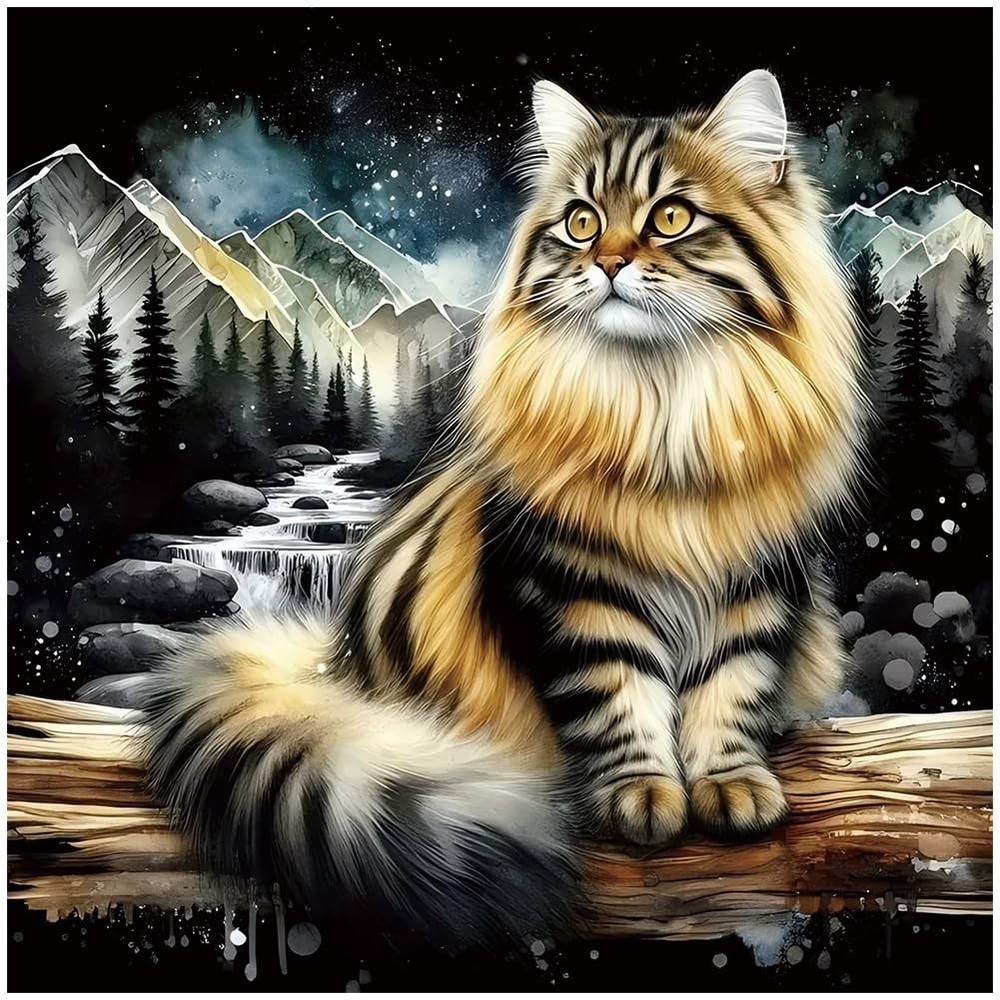 Kulvci Diamond Art Kits for Adults, Cat 12 inches x 12 inches, Multicolor