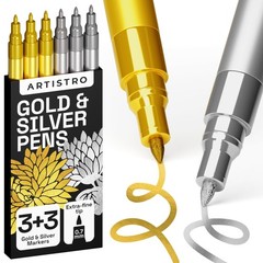 6 Gold & Silver Metallic Acrylic Paint Pens – 0.7mm Extra Fine Tip Paint Pens…