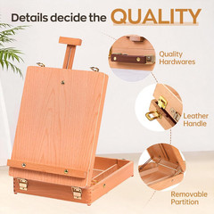 Wooden Art Easel for Painting & Sketching – Tabletop & Table Top Easel with Stor