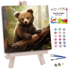 Paint by Numbers Kit for Adults Cute Bear Framed DIY Oil Painting 10×10 inch