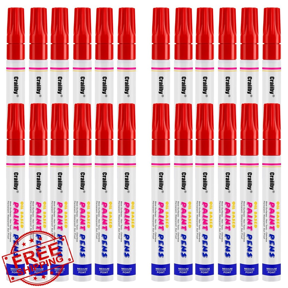 Craiiby Paint Markers Red 24 Pack Oil-Based