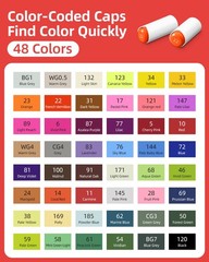 48 Colors Alcohol Markers Brush and Chisel Dual Tip, Coloring Art Markers Set…