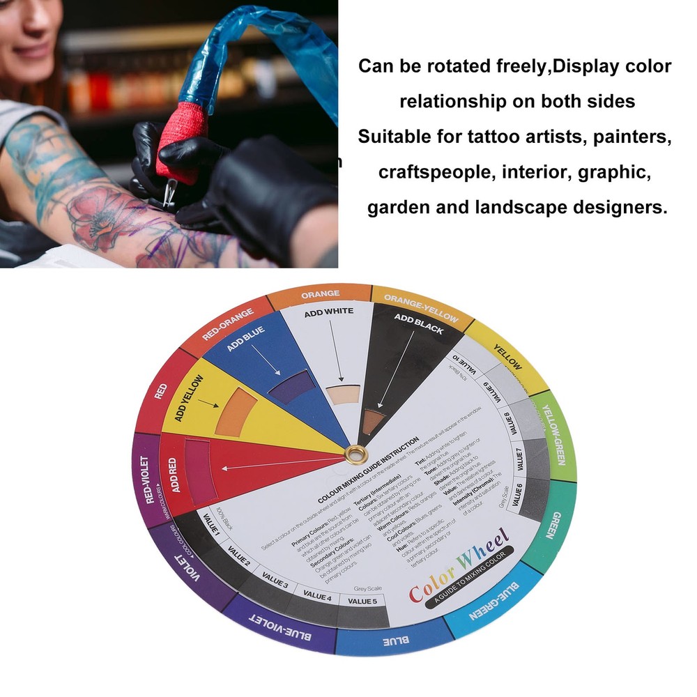 13cm Diameter Tattoo Color Wheel Chart Prevent Discoloration Tattoo Pigment Mixi