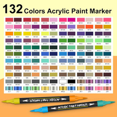 132 Colors Acrylic Paint Markers Pens Set,66 Pack Brush Acrylic Paint Markers fo