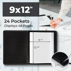 Dunwell 9×12 Art Portfolio Binder, Black Mounting 9×12″ w/ BLK Paper,