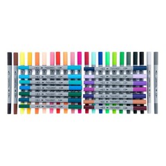 – 36pc Dual Tip Waterbased Artist Markers – Brush Tip and Fineliner