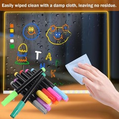 12-Color LED Drawing Board Markers, Erasable Light Board Pens, Microfiber Cloths
