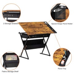 VECELO Drafting Table Art Desk Art Table Adjustable Drawing Table Tilted Tabl…