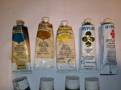 Vintage Art Supplies, Acrylic Paints, Pencils, Knives And How To Books