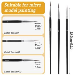 60Pcs Detail Paint Brushes Set with 3 Size #0#00#000, Fine Tip Liner Brushes