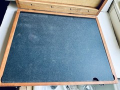 Vintage Wooden Traveling Artist Case 18”x 22” Leather Straps Storage Compartment