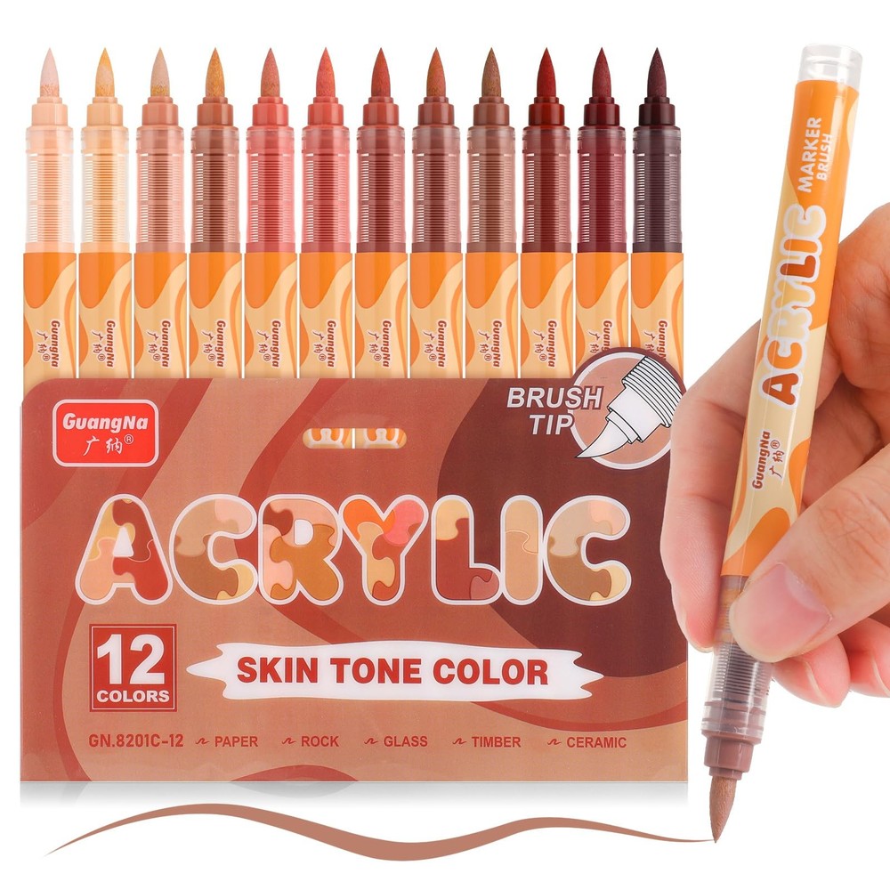 kander Guangna Acrylic Paint Markers 12 1 Count (Pack of 12), Red Brown